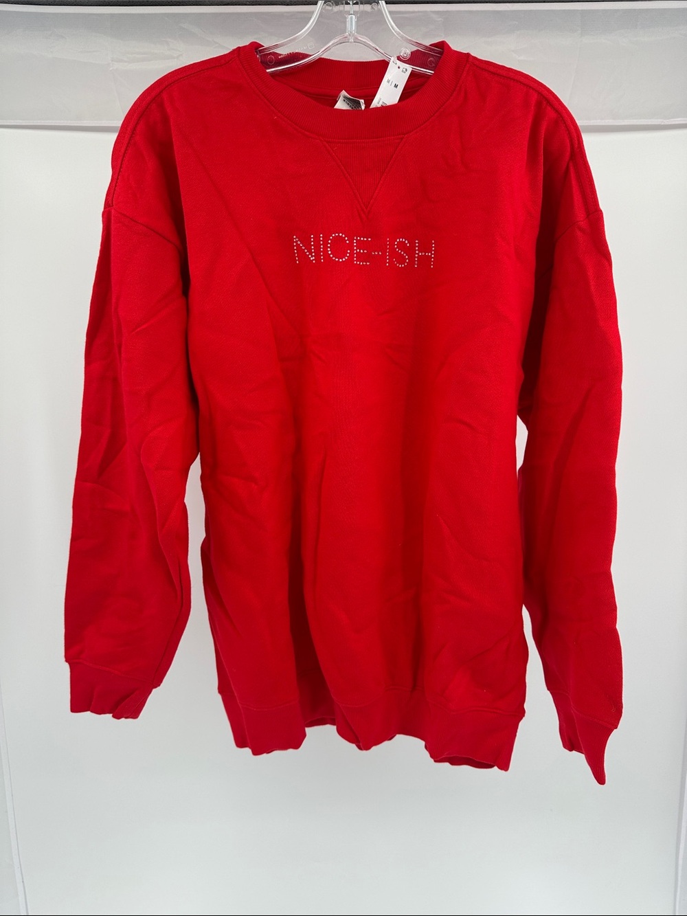 PINK Victoria's Secret Red Crewneck Sweatshirt with Rhinestone